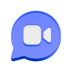 Fototapeta premium video call 3d rendering icon blue color