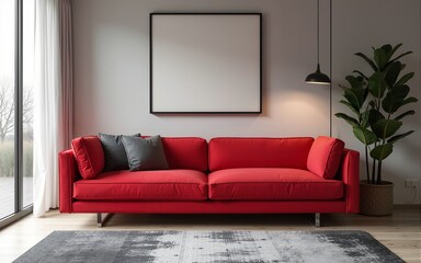 Fototapeta premium Red sofa in modern office. High quality