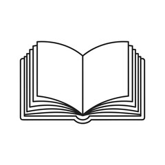 Open book line icon. simple black outline symbol for reading, education, knowledge, and learning