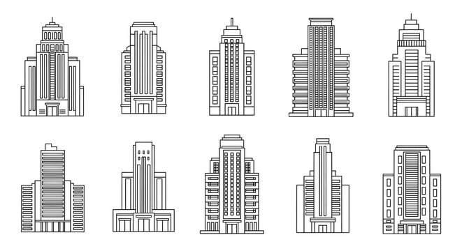 Urban Symphony: An array of architectural marvels, each a testament to human ingenuity. A striking collection of unique building designs, embodying the skyline's diverse elegance.