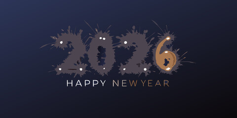 Happy new year 2026 artistic dark blue background illustration