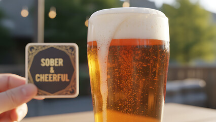 Glass of non-alcoholic beer with frothy head symbolizing sober enjoyment 93132639 1