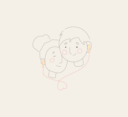 lovely couple line art minimalist illustration. Perferct for valentine, cards, posters, packing