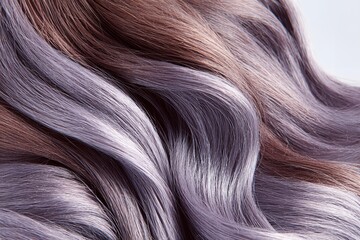 Fototapeta premium Woman's hair is curled and has a purple and brown color