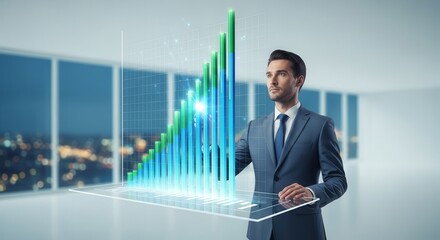 Business Analyst Presenting Financial Growth and Analyzing Chart Data Statistics Effectively