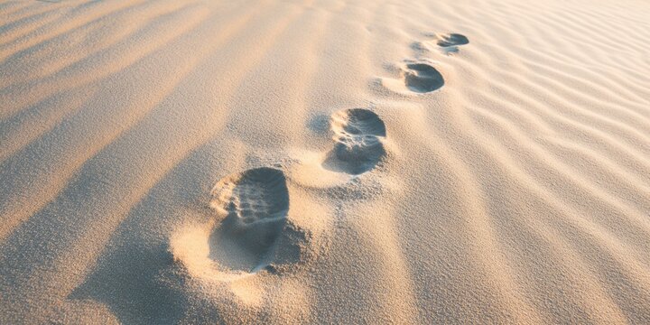 Set of footprints in the sand