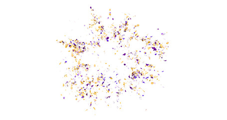 Flower petals flying here in the wind. Colorful several flowers. Isolated on alpha background. 3D rendering.