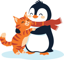 cat and penguin