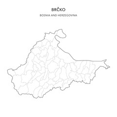 Vector Map of Brčko District (Brčko Distrikt) with Settlements (Naselja), and City (Grad) - Bosnia and Herzegovina (Bosna i Hercegovina) 2025