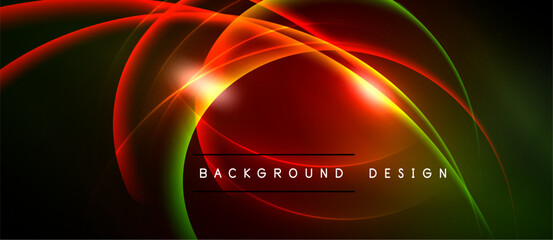 Abstract neon lines create dynamic flow. Red, green hues blend, forming vibrant energy. Modern design element for backgrounds.