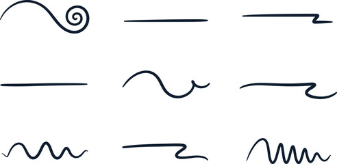 Abstract line pattern set, black and white grid, spiral, wave, zigzag, loop, curve, design element, motion stroke