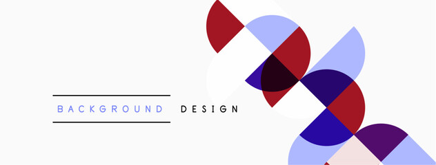 Obraz premium Abstract geometric shapes overlap, creating modern design. Colors include red, blue, purple, white. Minimalist aesthetic, clean presentation.