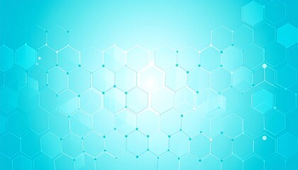 Hexagonal pattern with connected dots fading into bright cyan backdrop, creating a futuristic, technological aesthetic