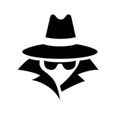 Mysterious man with black glasses and a black hat