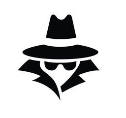 Mysterious man with black glasses and a black hat