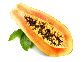 Half Papaya Fruit on white Background