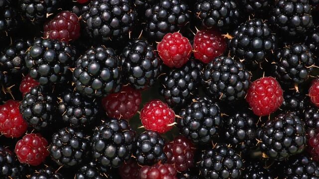 Aerial drone dolly-in blackberry brambles summer sun