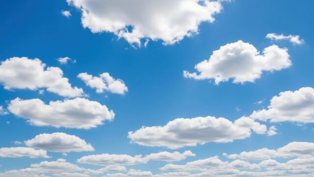 Clear Blue Sky with Fluffy White Clouds