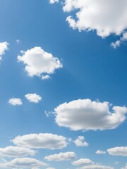 Obraz premium Clear Blue Sky with Fluffy White Clouds