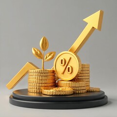 stacked golden coins with a percentage symbol