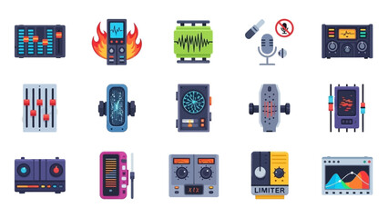 Collection of Audio Equipment and Sound Recording Devices Icons.