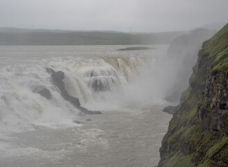 waterfall  Gullfoss and river Hvítá in Iceland