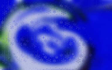 Frozen Blue Abstract Swirl Background, Deep Royal Blue with Icy White Vortex Motion and Winter Snowflake Particle Overlay