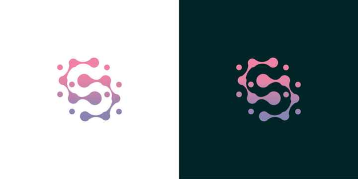 Abstract S Letter Logo Design with Dynamic Network Connection and Gradient Colors, Representing Modern Technology, Innovation, and Digital Solutions for Business Branding