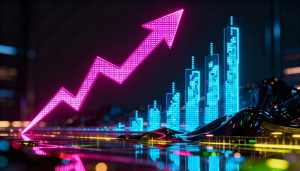 neon graphic showing growth, investment concept