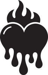 Icon, symbol for web. A beautiful burning heart-shaped candle melts beautifully on a white background. Vector illustration