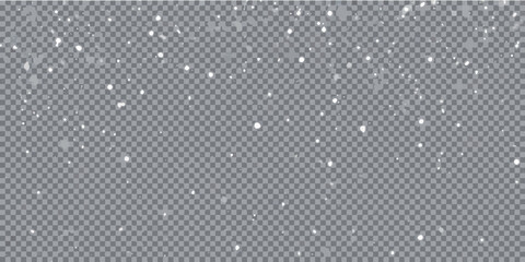 Realistic falling snow effect on transparent background for winter designs