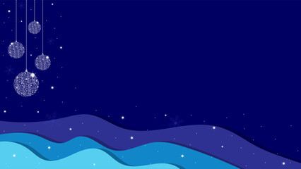 Navy Blue Background Wallpaper Decorated With Christmas Ornaments And Sparkling Snowflakes