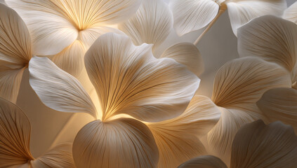 Close-up of Delicate White Petals with Soft Light and Veins.