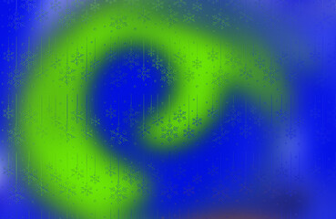 Vivid Abstract Swirl Background, Fluorescent Green and Deep Blue Dynamic Flow with Glittering Particle Overlay Effect