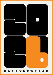 Abstract modern Bauhaus geometric posters for the new year 2026. Minimalistic design for wall art decoration, flyers, banners, postcards, or brochure cover design in retro style art