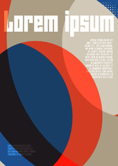 Abstract modern Bauhaus geometric posters with circles, dots, and halftone. Minimalistic design for wall art decoration, flyers, banners, postcards, or brochure cover design in retro style art