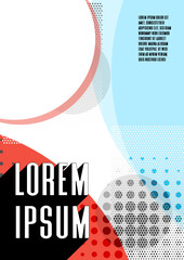 Abstract modern pop art geometric posters featuring circles, dots, and halftones. Minimalistic design for wall art decoration, flyers, banners, postcards, or brochure cover design