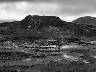 lava fields and volcanism on Reykjanes Peninsula in Iceland