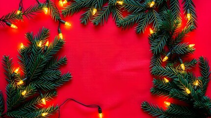 Christmas tree with red ribbon and festive decorations surrounded by holiday ornaments and gifts