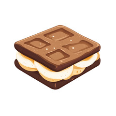 Modern flat 2D vector illustration of Smores, clean and minimal design, isolated on white background.