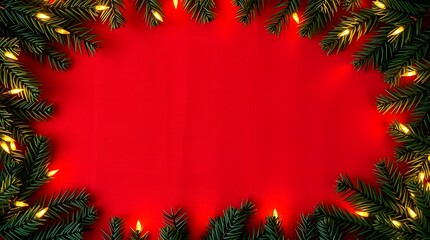 Christmas tree branches with decorations and festive holiday ornaments background