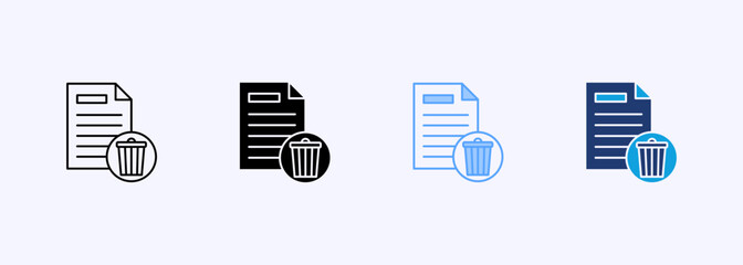 Data Trash Icon Set Multiple Style Collection Element For Design
