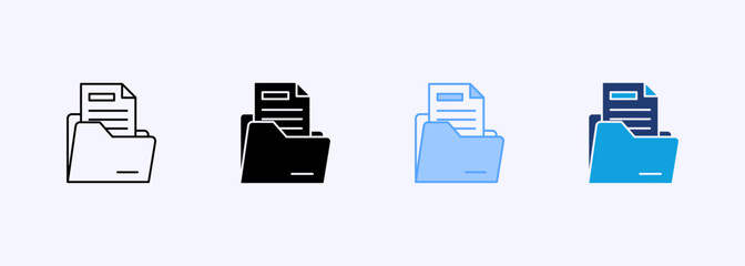 Folder Icon Set Multiple Style Collection Element For Design