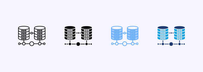 Database Connection Icon Set Multiple Style Collection Element For Design