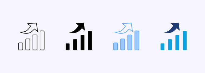 Growth Graph Icon Set Multiple Style Collection Element For Design
