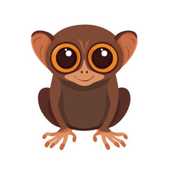 Fototapeta premium Minimal 2D vector illustration of Tarsier in flat icon style on a plain white background.