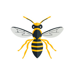 2D flat vector illustration of Wasp, clean and minimal icon style, isolated on white background.