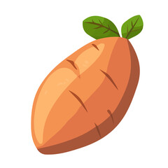 Modern flat 2D vector illustration of Sweet Potato, clean and minimal design, isolated on white background.
