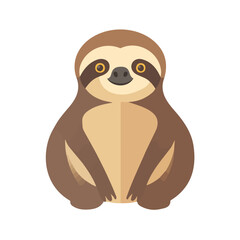 Modern flat 2D vector illustration of Sloth, clean and minimal design, isolated on white background.