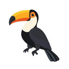 Fototapeta premium Toucan, modern 2D flat vector illustration in icon style, isolated on pure white background.
